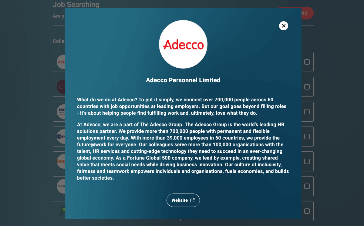 If you would like to learn more about a specific service provider, click the company icon for a brief introduction